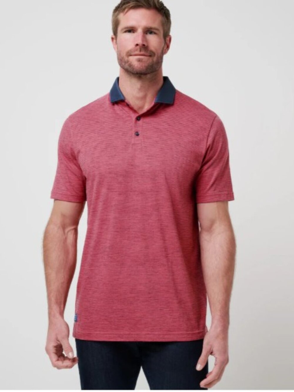Travis Mathew Men's Pink/Blue Collared Short Sleeve Golf Shirt Size XL